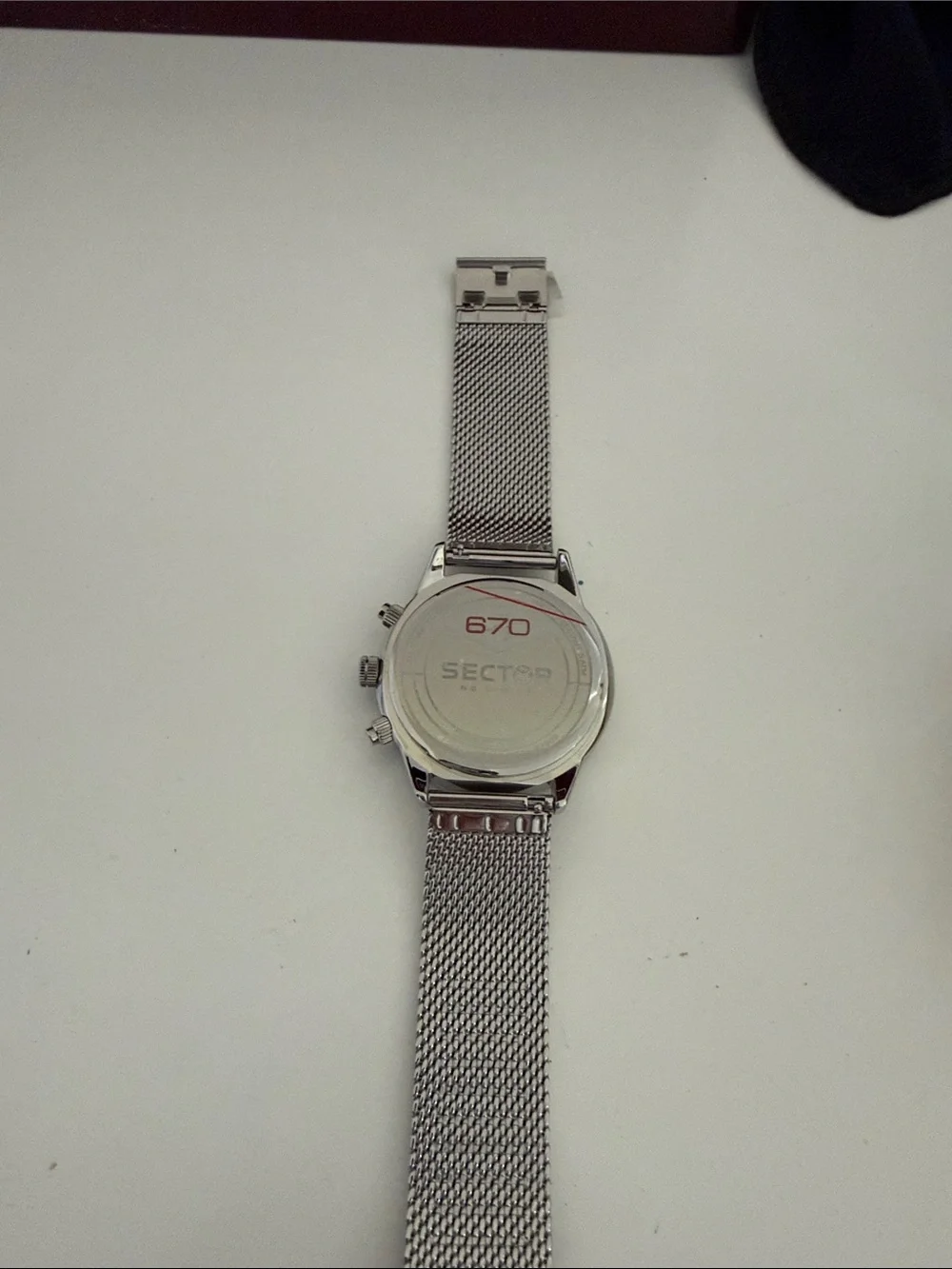 SECTOR Men's Silver Mesh Band Chronograph Watch - Black Dial